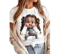 Camiseta de Mujer con Grúa Impresa en 3D Camiseta Divertida de Novela Gráfica Manga Corta Cuello Redondo Ajuste Holgado