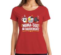 Camiseta de mujer con taxi de uso continuo, ropa de café, rojo, 3XL