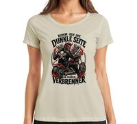 Camiseta de mujer con texto en alemán "Komm auf die DunkelSeite wir fahren