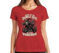 Camiseta de mujer con texto en alemán "Komm auf die DunkelSeite wir fahren