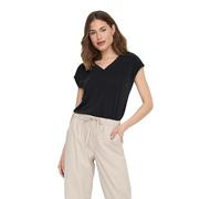 Camiseta de Mujer Cuello en V Manga Corta básica., Color:Negro, Talla:XS