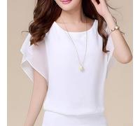 Camiseta de mujer de color sólido cuello redondo manga corta suelta manga murciélago para tiempo libre camiseta para verano vacaciones playa yoga ciclismo moda elástica suave cómoda nueva colección