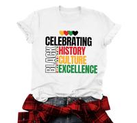 Camiseta de mujer de gran tamaño camisetas negras para mujeres: camiseta del mes negra celebrando la cultura negra camiseta africana, blanco, S