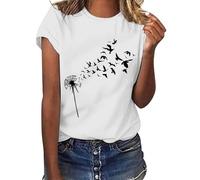 Camiseta de mujer de manga corta blanca de algodón, camisetas de manga corta de verano, camiseta de cuello redondo informal, impresión de camisa elegante, tallas grandes, camiseta curvy, moda básica