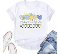 Camiseta de mujer deportiva camiseta de sensibilización para mujer, camiseta impresa con letras inspiradoras sobre educación especial, blanco, XXL