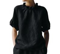 Camiseta de mujer Effortlessly para todos los días - Top suave e informal que ofrece un confort transpirable y un estilo elegante, Le Noir, XL
