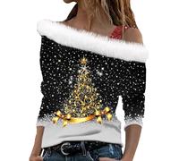 Camiseta de mujer elegante con lentejuelas, talla grande, brillante, camisetas de moda para carnaval, camisa de fiesta con cuello en V, camiseta de Año Nuevo Túnica Curvy Ofertas, Negro , XXXL