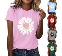 Camiseta de mujer extragrande muy amplia camiseta deportiva cuello redondo verano camisetas camiseta mujer verano camiseta manga corta estampado girasol gran tamaño completo gráficos tops casuales, Z1