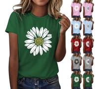 Camiseta de mujer extragrande muy amplia camiseta deportiva cuello redondo verano camisetas camiseta mujer verano camiseta manga corta estampado girasol gran tamaño completo gráficos tops casuales