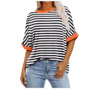 Camiseta de Mujer Holgada Verano Cuello Redondo Manga Corta Estampado Degradado Moda Casual Comoda Estilo
