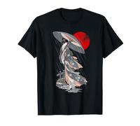 Camiseta de Mujer Japonesa Ukiyo-e Rain Woodblock Art Camiseta