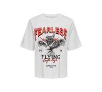 ONLY Onllulu Life Boxy S/S Wild Top Box Jrs Camiseta, Cloud Dancer/Print:Fearless, S para Mujer