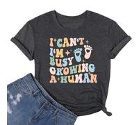 Camiseta de mujer para el embarazo con texto divertido - Camiseta con texto «I Can't I'm Busy Growing a Human Print» | Regalo para mujeres embarazadas, Style_l01 Negro, XXL