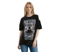 Camiseta de mujer Pink Floyd oficial, negro, 100% algodón, corte extragrande, manga corta solapa, cortes para hombros, impresión Rock, tallas S a L, Negro , XS