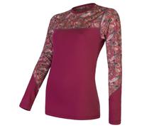 Camiseta de mujer Sensor Merino Impress, dl.rukáv Talla: L / Color: rosa