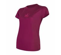 Camiseta de mujer Sensor Merino Wool PT Orchidea Talla: S / Color: burdeos
