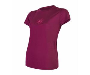 Camiseta de mujer Sensor Merino Wool PT Orchidea Talla: XL / Color: burdeos