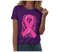 Camiseta de mujer significativa de apoyo, cuello redondo, manga corta, camiseta de caridad, inspiradora, artística, rosa, estampado de leopardo, camiseta gráfica para recaudación de fondos