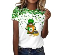 Camiseta de mujer St Pa Day, camiseta estampada de moda, cuello redondo de manga corta, camiseta de calavera, ropa de mujer, verde menta, XXL