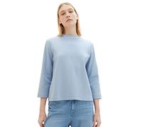 Camiseta de mujer TOM TAILOR con mangas tres cuartos y cuello alto, Azul (26320-azul stonington), S