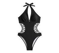 Camiseta de Natacion Mujer Tankinis Tallas Grandes Conjunto de Traje Baño Bikini para Mujer con Cuello Cinta Fina Conjunto Traje Baño Una Pieza Bañador (Black XL)