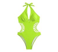 Camiseta de Natacion Mujer Tankinis Tallas Grandes Conjunto de Traje Baño Bikini para Mujer con Cuello Cinta Fina Conjunto Traje Baño Una Pieza Bañador (Yellow S)