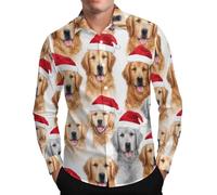 Camiseta de Navidad divertida para hombre, camisetas feas de Papá Noel, camisetas de Navidad con botones de árbol de Navidad, sudaderas de manga larga, ajuste holgado, suéter casual novedoso, beige