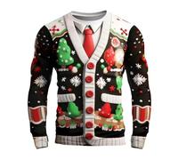 Camiseta de Navidad para Hombre con Luces, Sudaderas con Cuello Redondo novedoso con gráficos 3D, suéteres de Papá Noel, Sudadera de Papá Noel, Sudadera Divertida y FEA