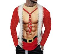 Camiseta de Navidad para hombre, Navidad, Xmas, camiseta navideña, Ugly Christmas, hombres, camiseta de Navidad, 3D, impresión, regalo, divertido, reno, Papá Noel, Navidad, fiesta, camiseta con cuello