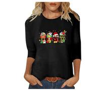 Camiseta de Navidad para mujer de manga corta: muñeco de nieve, camiseta, camiseta de Navidad, camiseta de Navidad, camiseta de Navidad negra, Negro , M