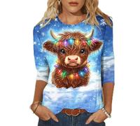 Camiseta de Navidad para mujer, estilo 111, Papá Noel, manga larga, diseño de árbol de Navidad, reno, alce, estampado de letras, suéter gráfico, muñeco de nieve, copos de nieve, ciervo, Multicolor_10