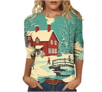 Camiseta de Navidad para mujer, estilo 111, Papá Noel, manga larga, diseño de árbol de Navidad, reno, alce, estampado de letras, suéter gráfico, muñeco de nieve, copos de nieve, ciervo, Multicolor_16