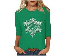 Camiseta de Navidad para mujer, estilo 111, Papá Noel, manga larga, diseño de árbol de Navidad, reno, alce, estampado de letras, suéter gráfico, muñeco de nieve, copos de nieve, ciervo, verde, 5XL
