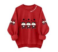 Camiseta de Navidad para mujer, estilo 185, Papá Noel, manga larga, diseño de árbol de Navidad, reno, alce, estampado de letras, suéter gráfico, muñeco de nieve, copos de nieve, ciervo, rosso, S