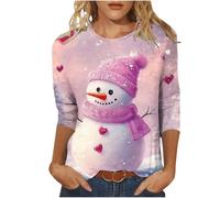 Camiseta de Navidad para mujer, estilo 197, Papá Noel, manga larga, diseño de árbol de Navidad, reno, alce, estampado de letras, suéter gráfico, muñeco de nieve, copos de nieve, ciervo, Multicolor, L