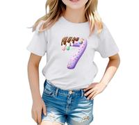 Camiseta de niña 2026 Camiseta de manga corta para niña con estampado gráfico, cómoda camiseta de cuello redondo para uso diario y ocio. Ropa blanca para niña de color liso, Blanco, 10-11 años