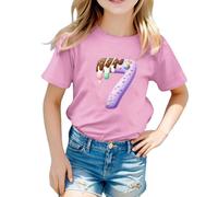 Camiseta de niña 2026 Camiseta de manga corta para niña con estampado gráfico, cómoda camiseta de cuello redondo para uso diario y ocio. Ropa blanca para niña de color liso, Rosa., 12-13 años