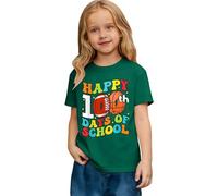 Camiseta de niña 2026 Linda camiseta de manga corta con estampado gráfico para niñas - Perfecto para el comienzo de la escuela. Camiseta deportiva blanca básica informal, verde, 2-3 años