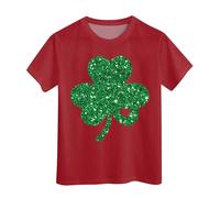 Camiseta de niña 2026 para niña, camiseta de manga corta, camiseta de verano con cuello redondo, camiseta informal, camiseta básica, cuello redondo, camiseta blanca de color liso, rojo, 4-5 años