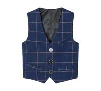 Camiseta de Niño 2026 Chaleco de Traje Formal Con 3 Botones Para Niños A Cuadros Casual Ropa Blanca Básica, marine, 7-8 años