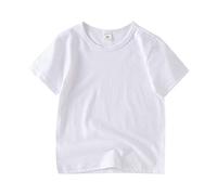 Camiseta de niño 2026 niño pequeño bebé niño niña verano dibujos animados manga corta cuello redondo camisetas algodón básico blanco tops, Blanco, 110/4Y