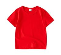 Camiseta de niño 2026 niño pequeño bebé niño niña verano dibujos animados manga corta cuello redondo camisetas algodón básico blanco tops, rojo, 110/4Y