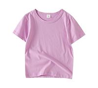 Camiseta de niño 2026 para niños pequeños, bebés, niños, niñas, verano, dibujos animados, manga corta, cuello redondo, camisetas de cuello redondo, camiseta blanca, morado, 110/4Y