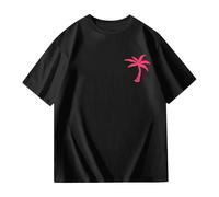 Camiseta de niño de manga corta con cuello redondo estampado de doble cara corte caído Top casual deporte verano cómodo para 3 14 años, Le Noir, 5-6 Años