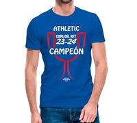 Camiseta de niño de Manga Corta del Athletic Campeón de la Copa del Rey 2023-2024 (9- Camiseta niño 10 años)(Azul Manga Corta)