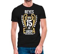 Camiseta de niño de Manga Corta del Madrid - Reyes de Europa - Campeones de la Champions (8- Camiseta niño 8 años)(Negra Manga Corta)