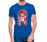 Camiseta de niño de Manga Corta Goku Rayo Vallecano 25-26 (10- Camiseta niño 12 años)(Azul Manga Corta)