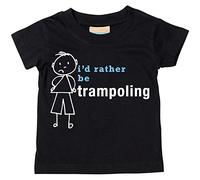 Camiseta de niños I 'd Rather BE Trampolining para bebé disponible en tamaños 0 - 6 meses a 14 - 15 años hijo Stick persona negro negro Talla:3-4 años
