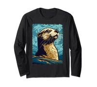 Camiseta de nutria de río para niños y niñas, lindo animal de nutria divertida Manga Larga