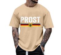 Camiseta de ocio para hombre para actividades al aire libre, ajuste holgado con estampado de cerveza, se puede combinar perfectamente con pantalones cortos, lavable a máquina, ideal para, caqui, S
